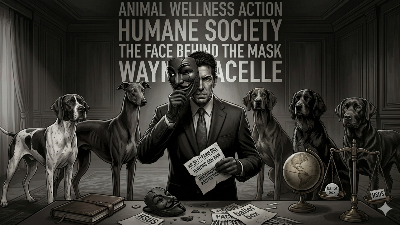 Animal-rights mastermind Wayne Pacelle behind the mask to ban hunting dogs