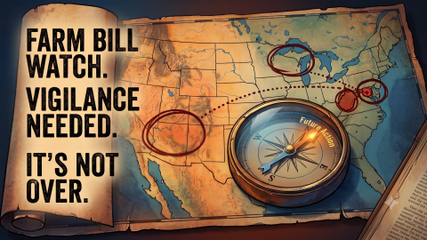 The Senate Ag Committee marked up the Farm Bill, a map of the US and a compass representing future action